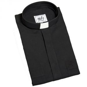 MDS Clerical Shirt Long Sleeved Black Tunnel Shirt in Cotton Rich
